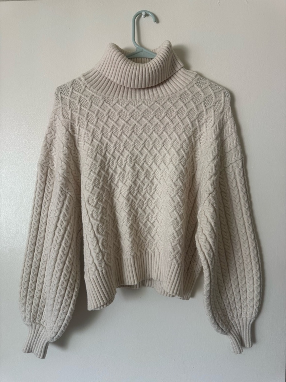 T Tahari Cream Cable Knit Turtleneck Sweater